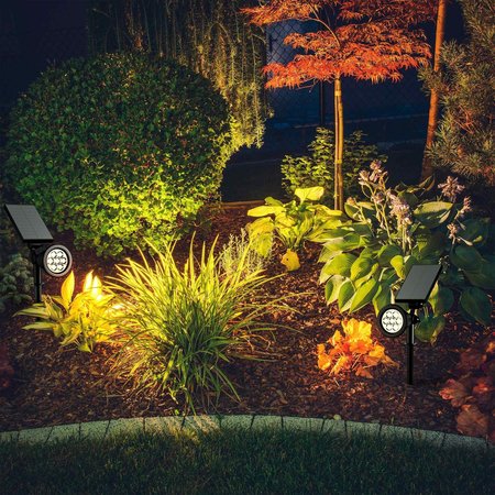 PURE GARDEN Outdoor LED Solar Lights - 7 Bulb Spotlights-Auto On/Off, Cool White, 2PK 50-LG1061